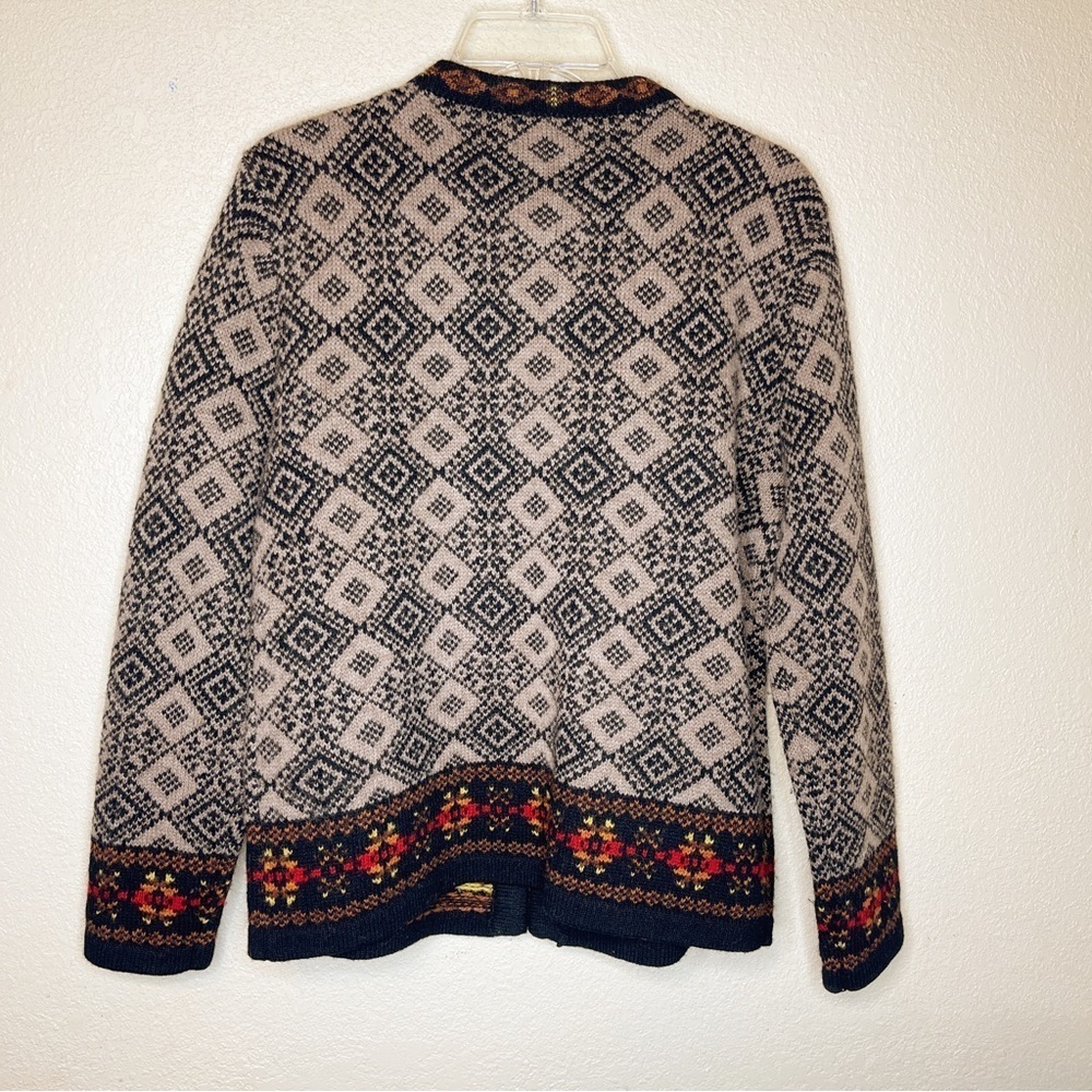 Cambridge Dry Good 100% Wool Nordic Print Winter Cardigan Women's Small - Picture 2 of 9